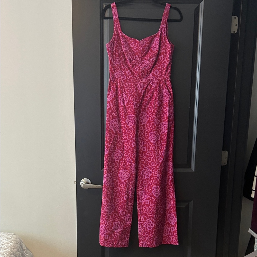 Anthropologie Maeve Pink Floral Wide-Legged Jumpsuit